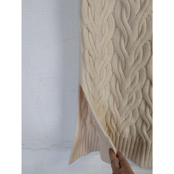 COS Wool Cable Knit Sweater Vest Womens XS Cream Turtleneck Fisherman Cottage - Picture 3 of 11